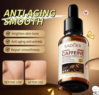 SADOER 5 Pcs  SET Retinol Caffeine Anti-Wrinkle Skincare Set, Cleanser, Eye Cream, Face Cream, Face Serum & eye Essence  for Dark Circles, Fine Lines, Puffiness, Firming, Brightening & Anti-Aging Care