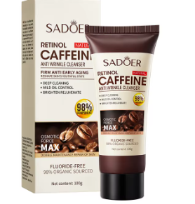 SADOER 5 Pcs  SET Retinol Caffeine Anti-Wrinkle Skincare Set, Cleanser, Eye Cream, Face Cream, Face Serum & eye Essence  for Dark Circles, Fine Lines, Puffiness, Firming, Brightening & Anti-Aging Care