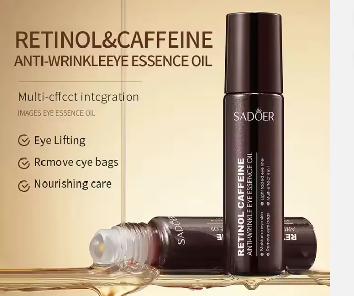 SADOER 5 Pcs  SET Retinol Caffeine Anti-Wrinkle Skincare Set, Cleanser, Eye Cream, Face Cream, Face Serum & eye Essence  for Dark Circles, Fine Lines, Puffiness, Firming, Brightening & Anti-Aging Care