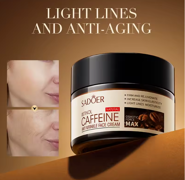 SADOER Retinol Caffeine Anti-Wrinkle Lightening Anti-Aging Moisturizing Face Cream Boosts Collagen Production Works Like Collagen & Vitamin C Age Wonder Fades Wrinkles & darkspots, Moisturize