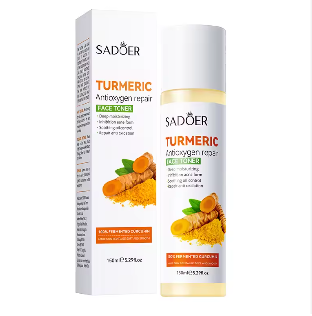 SADOER Turmeric GlowFusion 5-in-1 Skincare Set –Cleanser, Turmeric Serum, Face Toner, Moisturizing Cream & Turmeric Soap for Deep Hydration, Brightening acne scars Radiant Skin, Acne Inhibition repair
