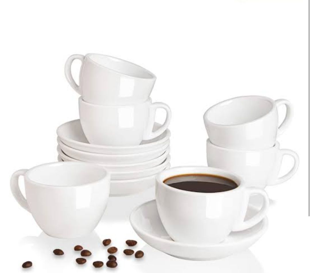 12 piece classy ceramic cups with saucer Set Of 6 Swags Cups White Ceramic Mug Coffee Cup And Saucer Set Milk Tea Cups Wave Coffee Mug Office Afternoon Tea Cup Milk Cups Tea Mugs