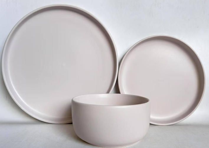 12 Pcs Ceramic Dinnerware Set Includes 4 Dinner Plates 4 Side Plates 4 Bowls. Elegant Minimalist Design, Durable and Easy to Clean