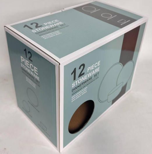 12 Pcs Ceramic Dinnerware Set Includes 4 Dinner Plates 4 Side Plates 4 Bowls. Elegant Minimalist Design, Durable and Easy to Clean