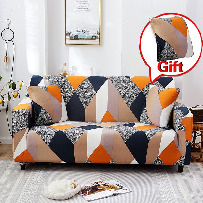 1/2/3/4 Seater Printed pattern Stretch sofa cover Soft with elastic for children Furniture protection sofa set Single Double Triple Quadruple  Elastic Chair Armchair Couch Cover With free pillowcase