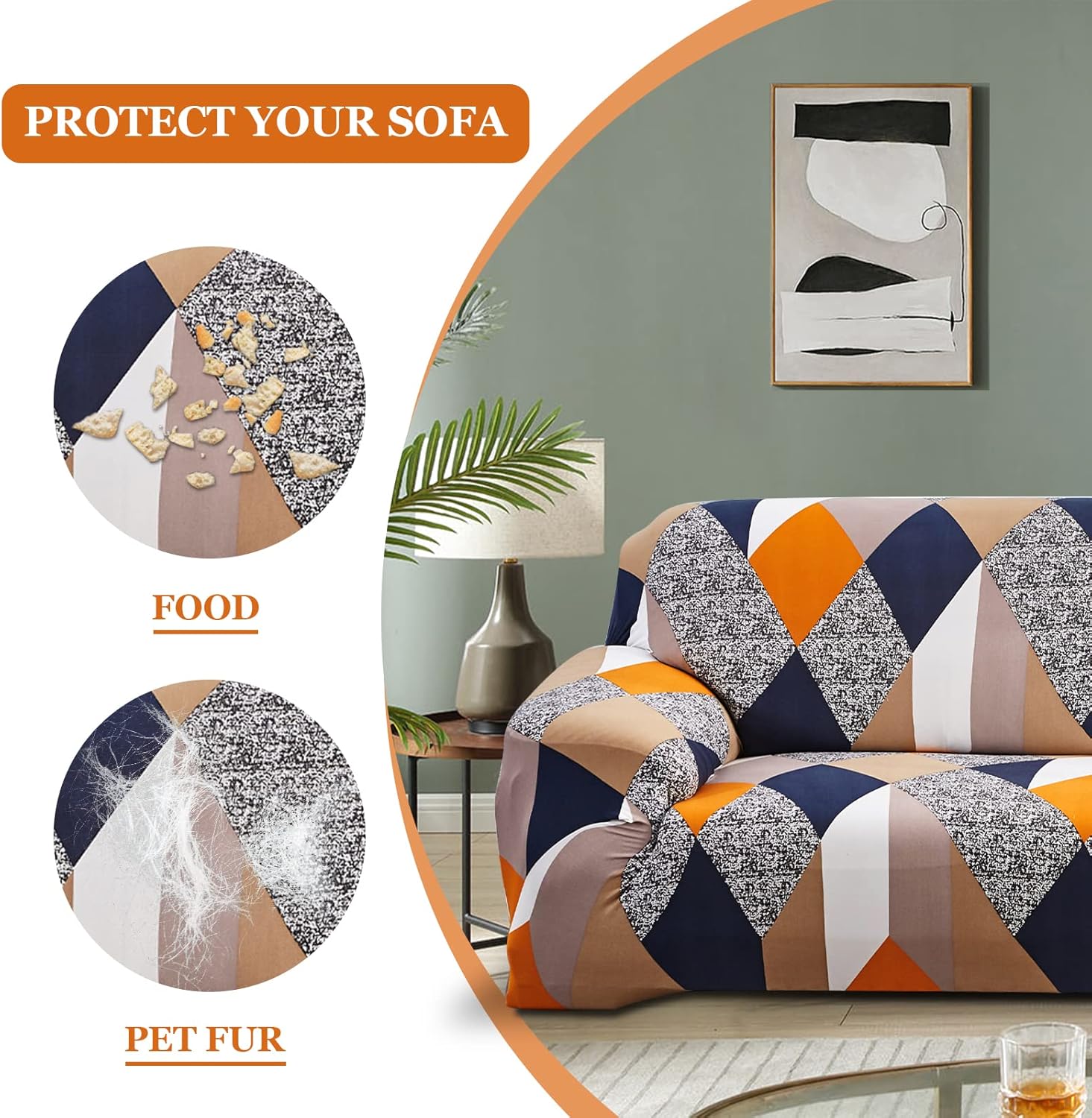 1/2/3/4 Seater Printed pattern Stretch sofa cover Soft with elastic for children Furniture protection sofa set Single Double Triple Quadruple  Elastic Chair Armchair Couch Cover With free pillowcase