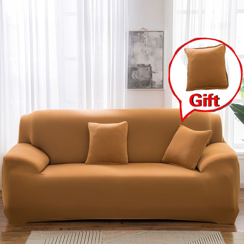 1/2/3/4 Seater Five Solid Colours Stretch Sofa Slipcover Sofa Covers for Kids Furniture Protection Fabric Pattern Elastic Chair Armchair Couch Cover Single Double Triple Quadruple With free pillowcase