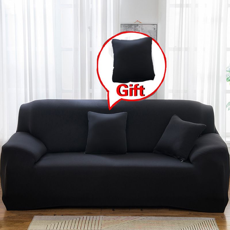 1/2/3/4 Seater Five Solid Colours Stretch Sofa Slipcover Sofa Covers for Kids Furniture Protection Fabric Pattern Elastic Chair Armchair Couch Cover Single Double Triple Quadruple With free pillowcase