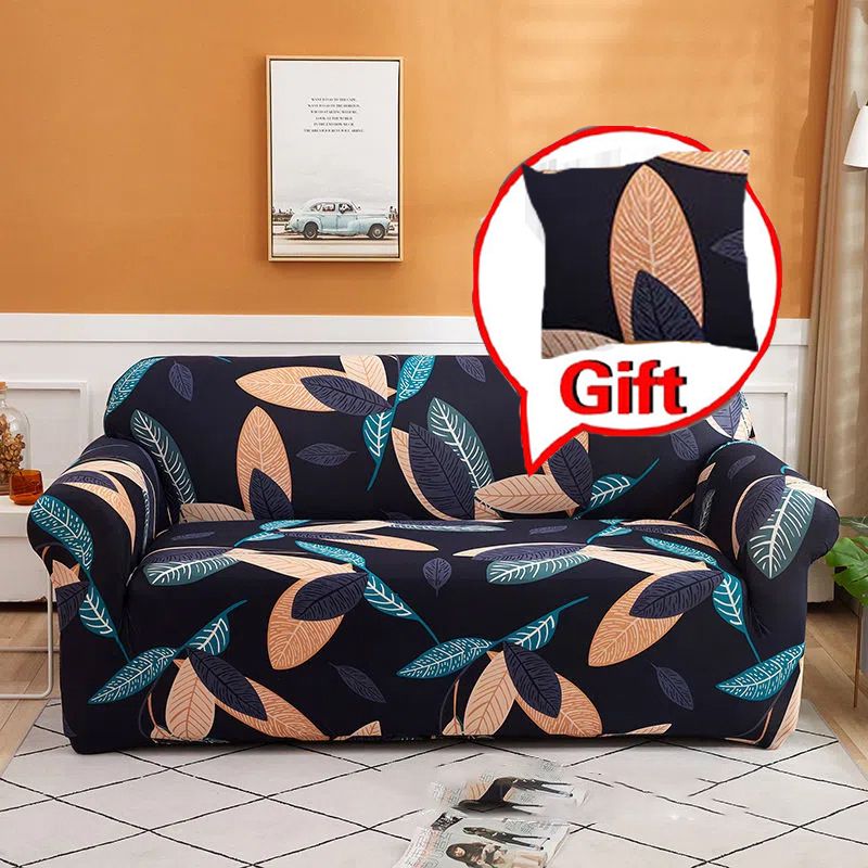 1/2/3/4 Seater Printed pattern Stretch sofa cover Soft with elastic for children Furniture protection sofa set Single Double Triple Quadruple  Elastic Chair Armchair Couch Cover With free pillowcase