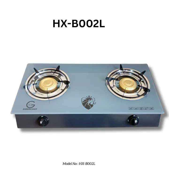 【Exclusive Offer】HX-B002L Two Burner Glass Top Table Cooker Glass Table Top Double Burner Gas Cooker Two burner Cooker Grey