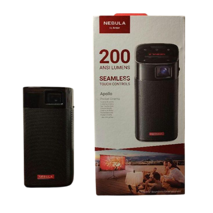 Nebula portable projectors Anker Nebula Apollo 200 ANSI Lumens Wi-Fi Mini Portable Projector with Built-in 360°Speakers Touch Control Panel 4-Hour Battery Life HDMI & USB Ports Up to 100-Inch Screen