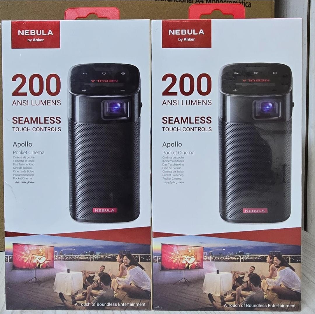 Nebula portable projectors Anker Nebula Apollo 200 ANSI Lumens Wi-Fi Mini Portable Projector with Built-in 360°Speakers Touch Control Panel 4-Hour Battery Life HDMI & USB Ports Up to 100-Inch Screen