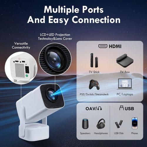 HY800 18000 Lumens 4K Ultra HD 1080P Smart Android WiFi Bluetooth 5.1 Projector with Built-In Speaker, HDMI USB Interface, High Resolution Portable Home Theater Cinema Mini Projector 1920*1080 FHD