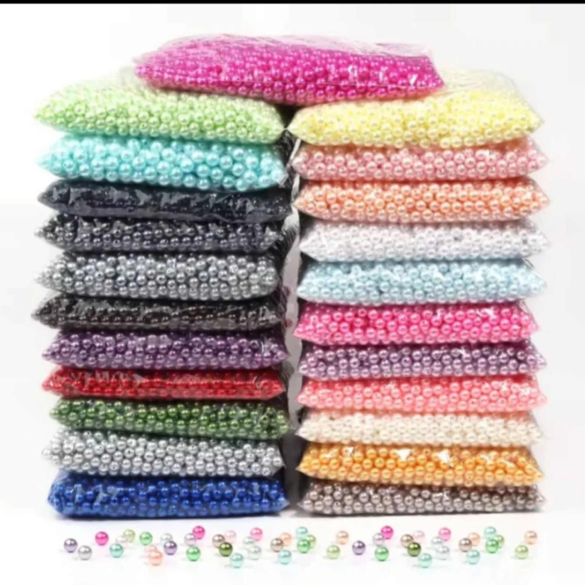 1700pcs colourful pearl beads size 8mm for Diy Jewelry, decorations and crafts.A stunning variety of bright and shiny colors I a a pack of 500g