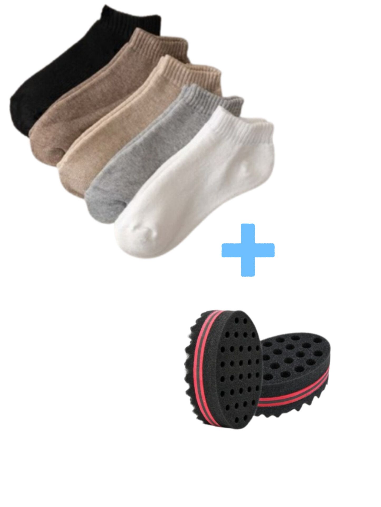 Men's Grooming & Style Kit: 10Pairs Ankle Socks (Random colours)+ Magic Hair Twist Sponge – The Ultimate Essentials Pack