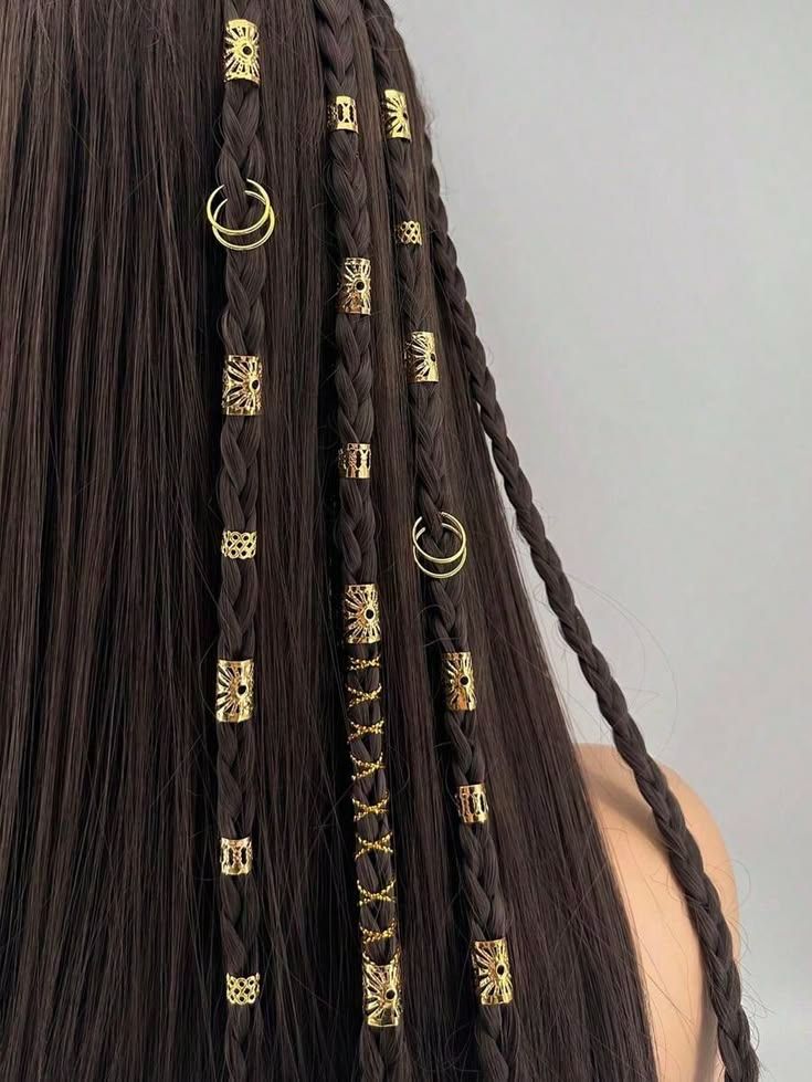 Luxury 20Pieces Hair Ring & Charm Set – Stylish Metallic Hair Jewelry for Braids & Locs