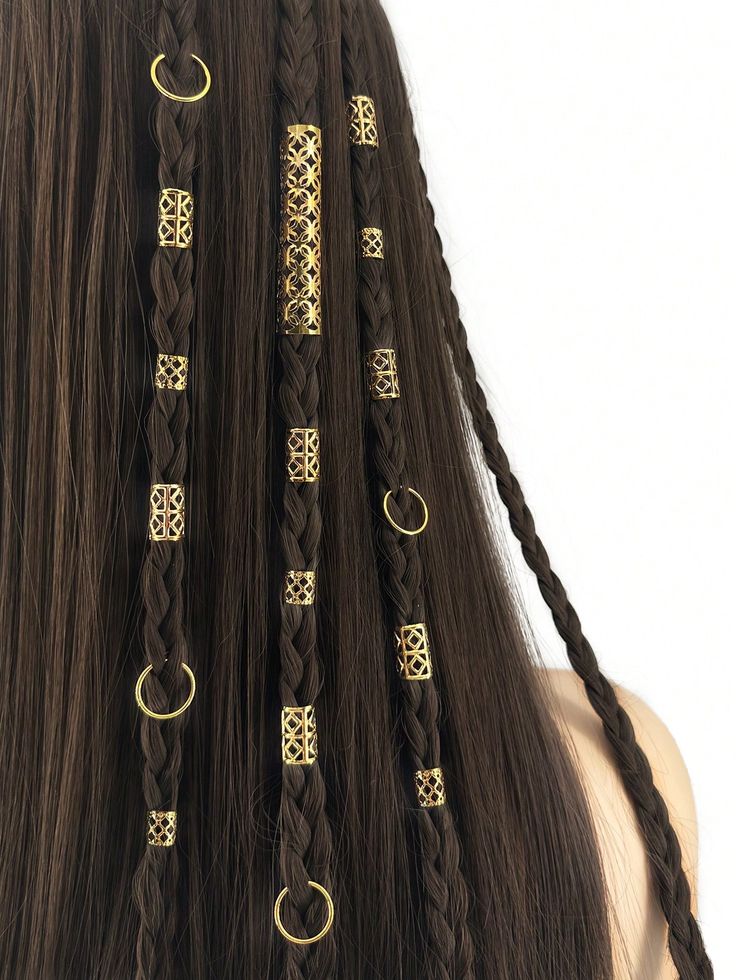 Luxury 20Pieces Hair Ring & Charm Set – Stylish Metallic Hair Jewelry for Braids & Locs