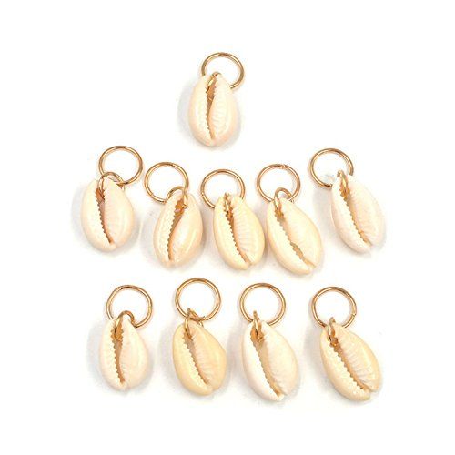 Bohemian Cowrie Shell Hair Rings - 10Pcs Gold Braid Charms & Hair Jewelry for Box Braids, Locs, and Twists