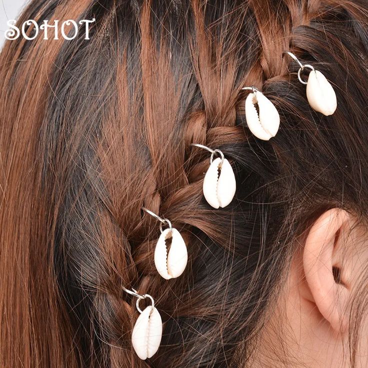 Bohemian Cowrie Shell Hair Rings - 10Pcs Gold Braid Charms & Hair Jewelry for Box Braids, Locs, and Twists