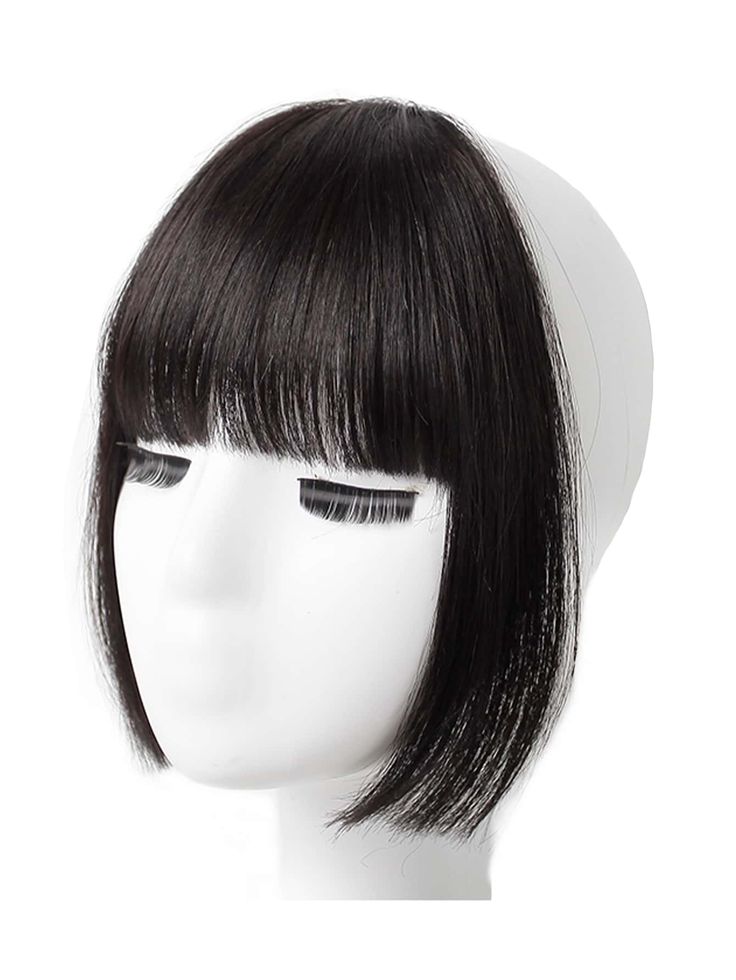 Natural Semi Human Hair Clip-in Fringe extensions- Breathable Fringe Hair Extension with Side Temples for Women. to
