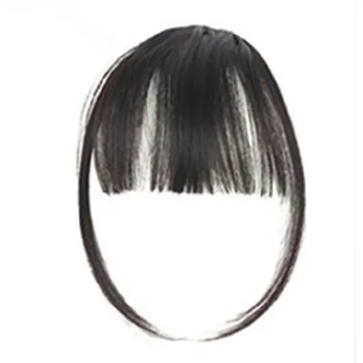 Natural Semi Human Hair Clip-in Fringe extensions- Breathable Fringe Hair Extension with Side Temples for Women. to