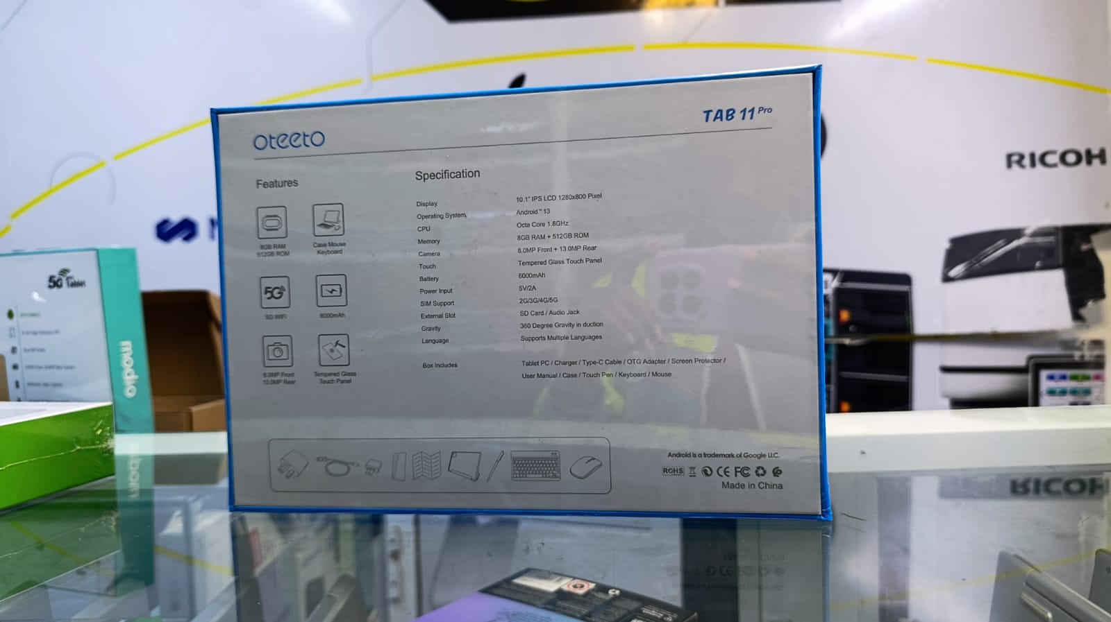 BRAND NEW Oteeto TAB 11 Pro Tablet/10.1 Inch IPS LCD/8GB RAM + 512 GB ROM/5G Network/6000 mAh/8MP Front + 13MP Rear Camera/Octa Core 1.3GHz/Android 13/Includes Keyboard,Touch Pen,Mouse