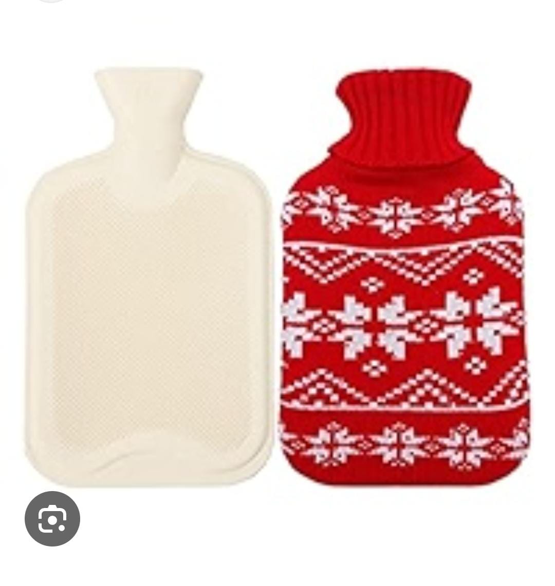 2L PVC RUBBER HOT WATER BAG / COMPRESS HOT WATER BOTTLE WITH KNITTED COVER. Ideal For cramps.Experience comfort with our 2L hot water bottle made of PVC material. It's odorless, non-toxic, and BPA-fre