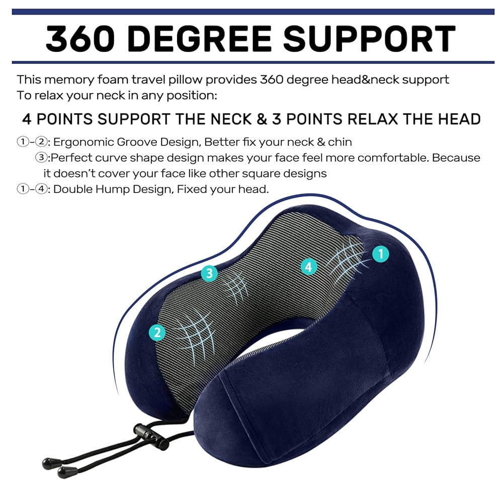 Cozy U shaped pillow (can be used for travelling).Gives support  to neck, head, and chin from every angle sleeping or seated upright.
Comfortable Spandex fabric is mixed with velvet and is memory foam