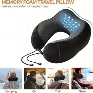 Cozy U shaped pillow (can be used for travelling).Gives support  to neck, head, and chin from every angle sleeping or seated upright.
Comfortable Spandex fabric is mixed with velvet and is memory foam