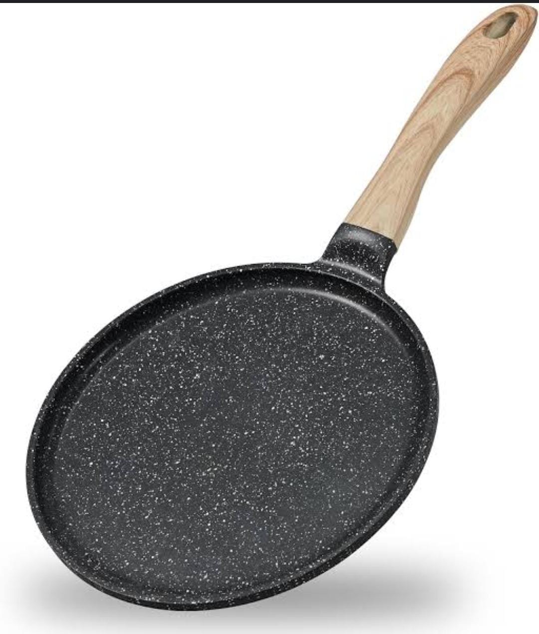 28cm Non-Stick Granite Chapati Pan Heat Resistant Wood Handle/Egg Fry Pan.This is a kitchen-friendly tool that you can use, clean, and store easily. It surely would be perfect for making Chapati, Paro