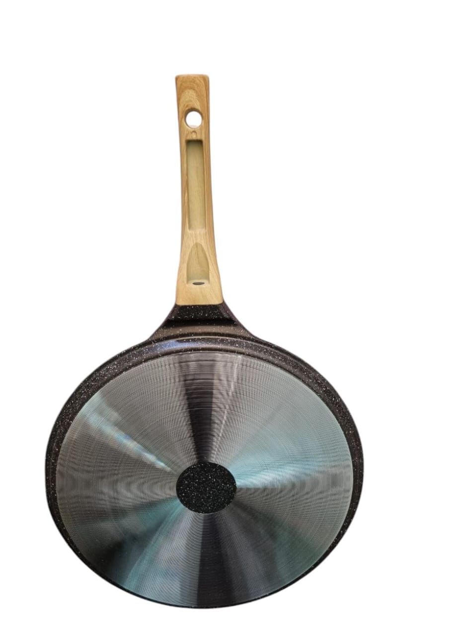 28cm Non-Stick Granite Chapati Pan Heat Resistant Wood Handle/Egg Fry Pan.This is a kitchen-friendly tool that you can use, clean, and store easily. It surely would be perfect for making Chapati, Paro