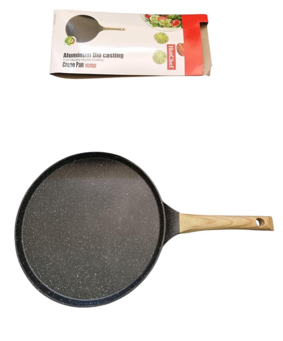 28cm Non-Stick Granite Chapati Pan Heat Resistant Wood Handle/Egg Fry Pan.This is a kitchen-friendly tool that you can use, clean, and store easily. It surely would be perfect for making Chapati, Paro
