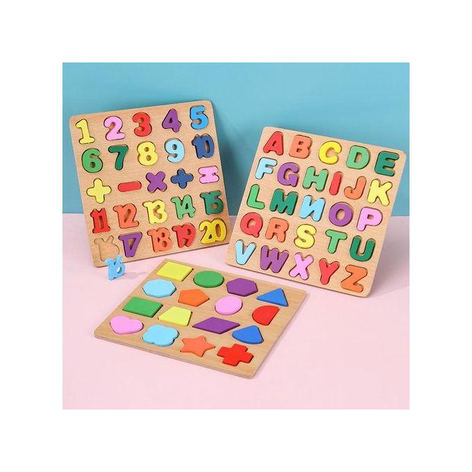TOYS Wooden Alphabet,Number And Shape Puzzle,ABC,123 Shape Letters Sorting Board Blocks Montessori Matching Game For Toddlers
