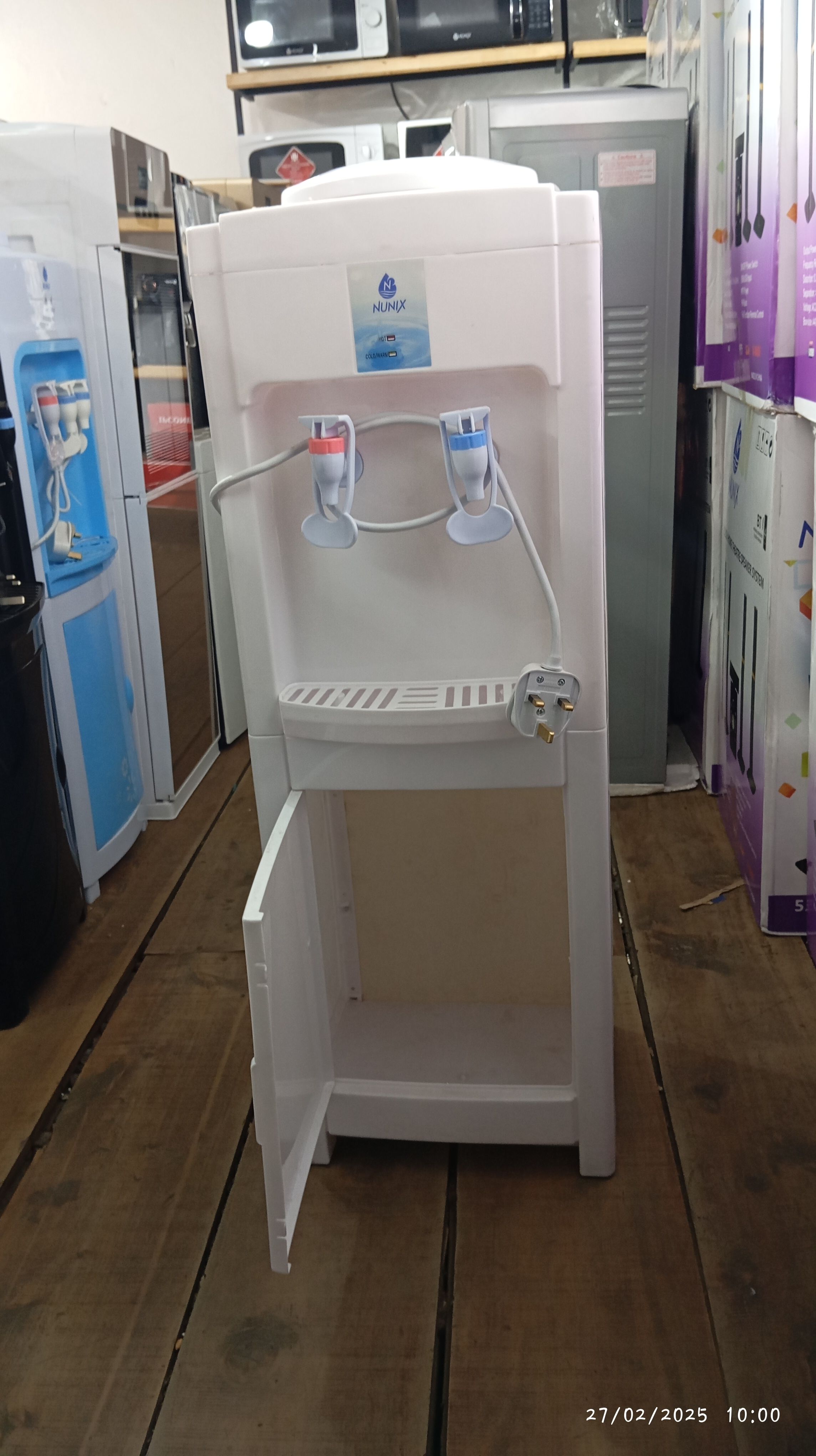 Nunix K1S Hot & Normal Water Dispenser – Black Free-Standing Dispenser with Stainless Steel Tank, Overheat Protection, Low Power Consumption, Storage Cabinet, Home & Office Use