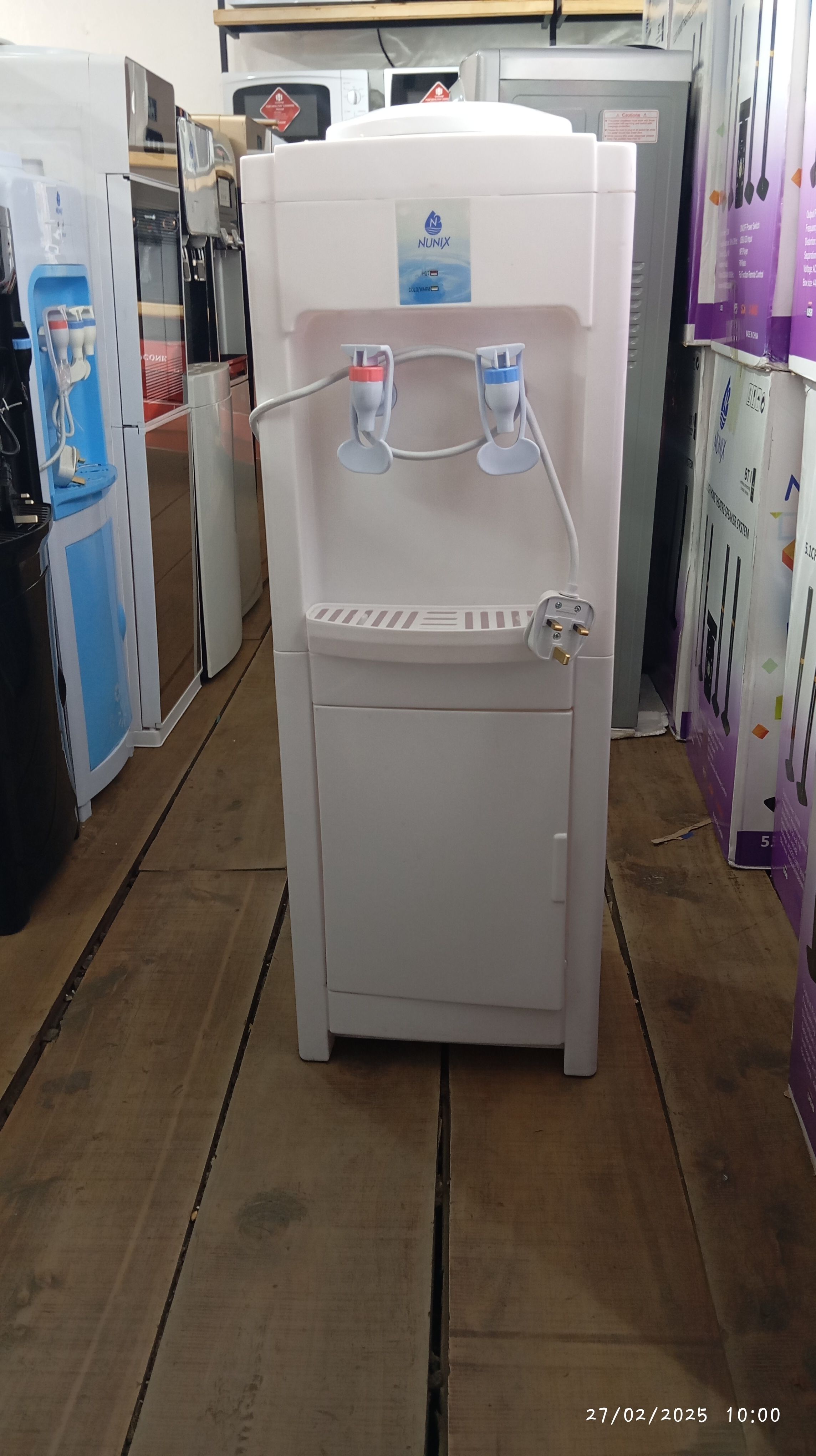 Nunix K1S Hot & Normal Water Dispenser – Black Free-Standing Dispenser with Stainless Steel Tank, Overheat Protection, Low Power Consumption, Storage Cabinet, Home & Office Use