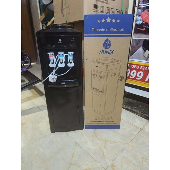 Nunix K1S-C Hot Cold & Normal Water Dispenser – White Free-Standing Dispenser with Stainless Steel Tank, Overheat Protection, Low Power Consumption, Storage Cabinet, Home & Office Use