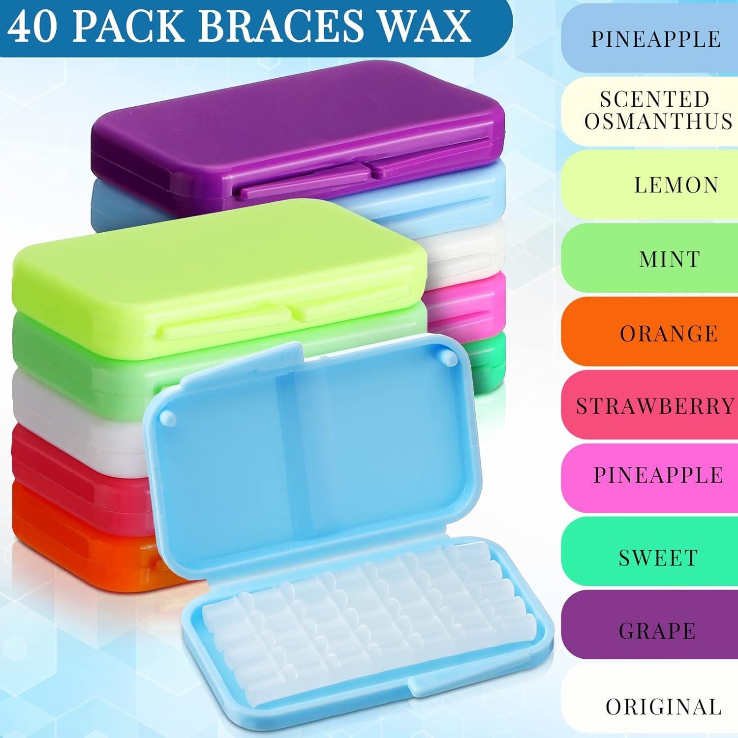 1Box Fruit Scent Dental Orthodontic Wax Oral Hygiene Teeth Whitening Materials Relief Wax Sticks for Braces Gum Irritation Dental Orthodontic Wax for Braces - Pain Relief & Comfort Easy to Apply