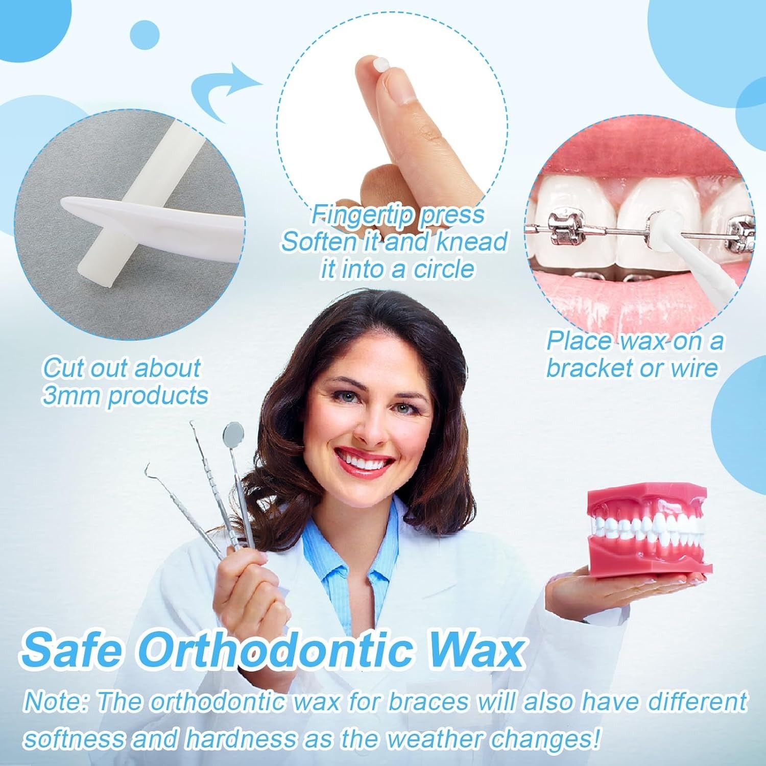 1Box Fruit Scent Dental Orthodontic Wax Oral Hygiene Teeth Whitening Materials Relief Wax Sticks for Braces Gum Irritation Dental Orthodontic Wax for Braces - Pain Relief & Comfort Easy to Apply