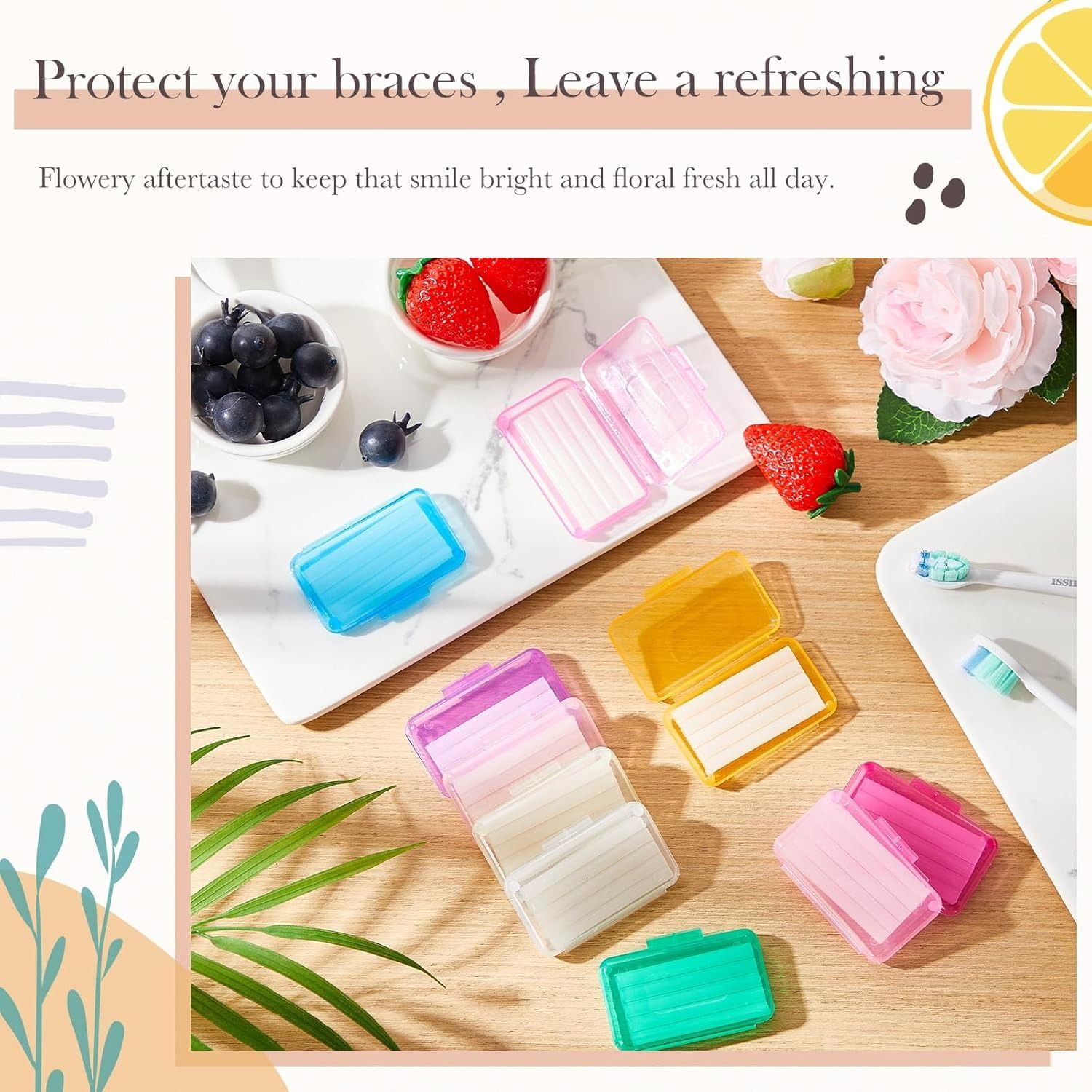 1Box Fruit Scent Dental Orthodontic Wax Oral Hygiene Teeth Whitening Materials Relief Wax Sticks for Braces Gum Irritation Dental Orthodontic Wax for Braces - Pain Relief & Comfort Easy to Apply