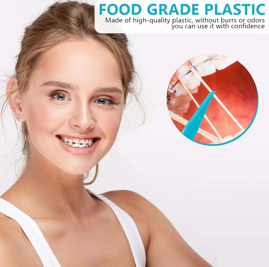 Orthodontic rubber bands, hooks for braces, traction hooks, corner hooks, hook placement instruments, dental rubber band hooks, 100-pack fish-shaped traction hooks