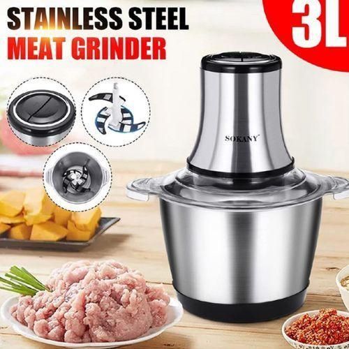 🦋Sokany 3 Litre Electric Food Chopper/Meat Processor Vegetable Onion Grinder chopping machine, 2 Speed Setting, Detachable Stainless Steel Quad 4 Blades, Power Rating 800 Watt Silver🎇stronger, healt