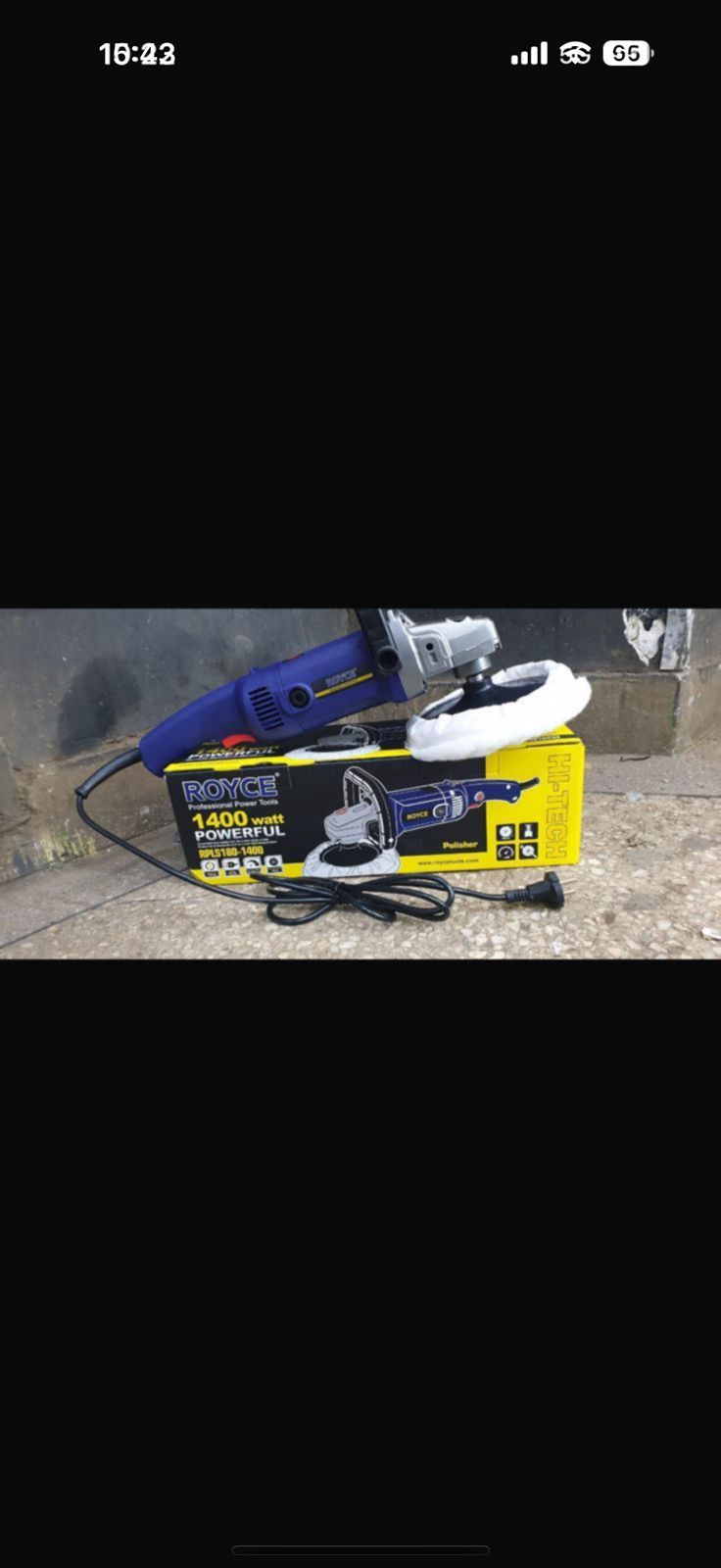 Royce Angle Polisher / Buffing Machine 1400w. Fitted with a 180 millimeter polishing pad, so you can cover easily larger surfaces.😶‍🌫️1400 Watt cleaning machine is fitted with a 180 millimeter polis