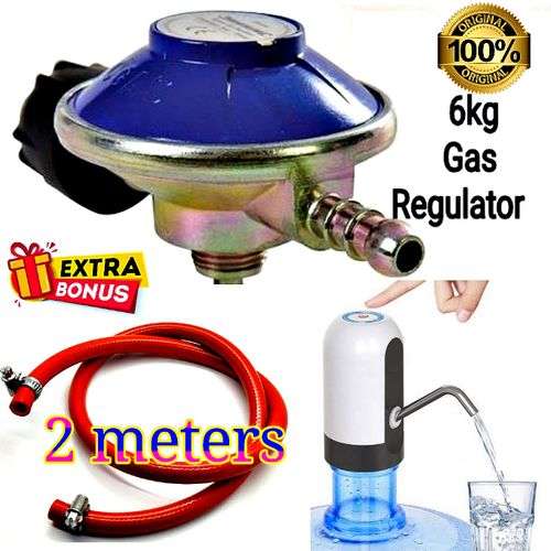 😶‍🌫️Pac Gas Regulator 6KG Cylinder + Gas Pipe,Clips & Hand Dispenser🎉automatically cuts off the flow of a liquid or gas at a certain pressure. Regulators are used to allow high-pressure fluid suppl