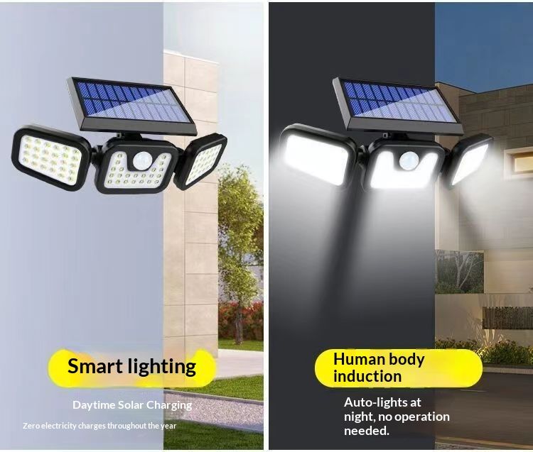 2026 New Solar light SMD3Head Outdoor Wall Lamp with 108 LED Beads Design Foldable 3-Sided Illumination with Intelligent Motion Sensor Extended Battery Life for Wide-Area Lighting Waterproof Resistant