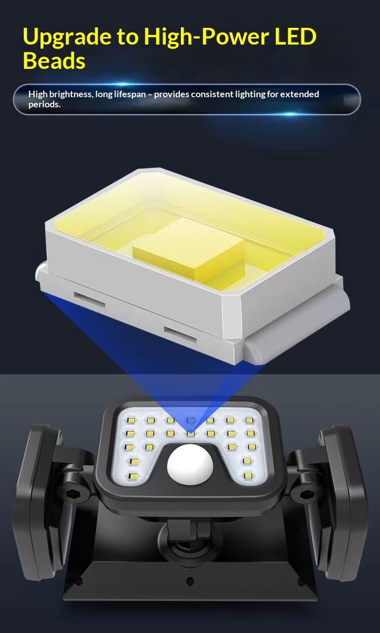 2026 New Solar light SMD3Head Outdoor Wall Lamp with 108 LED Beads Design Foldable 3-Sided Illumination with Intelligent Motion Sensor Extended Battery Life for Wide-Area Lighting Waterproof Resistant