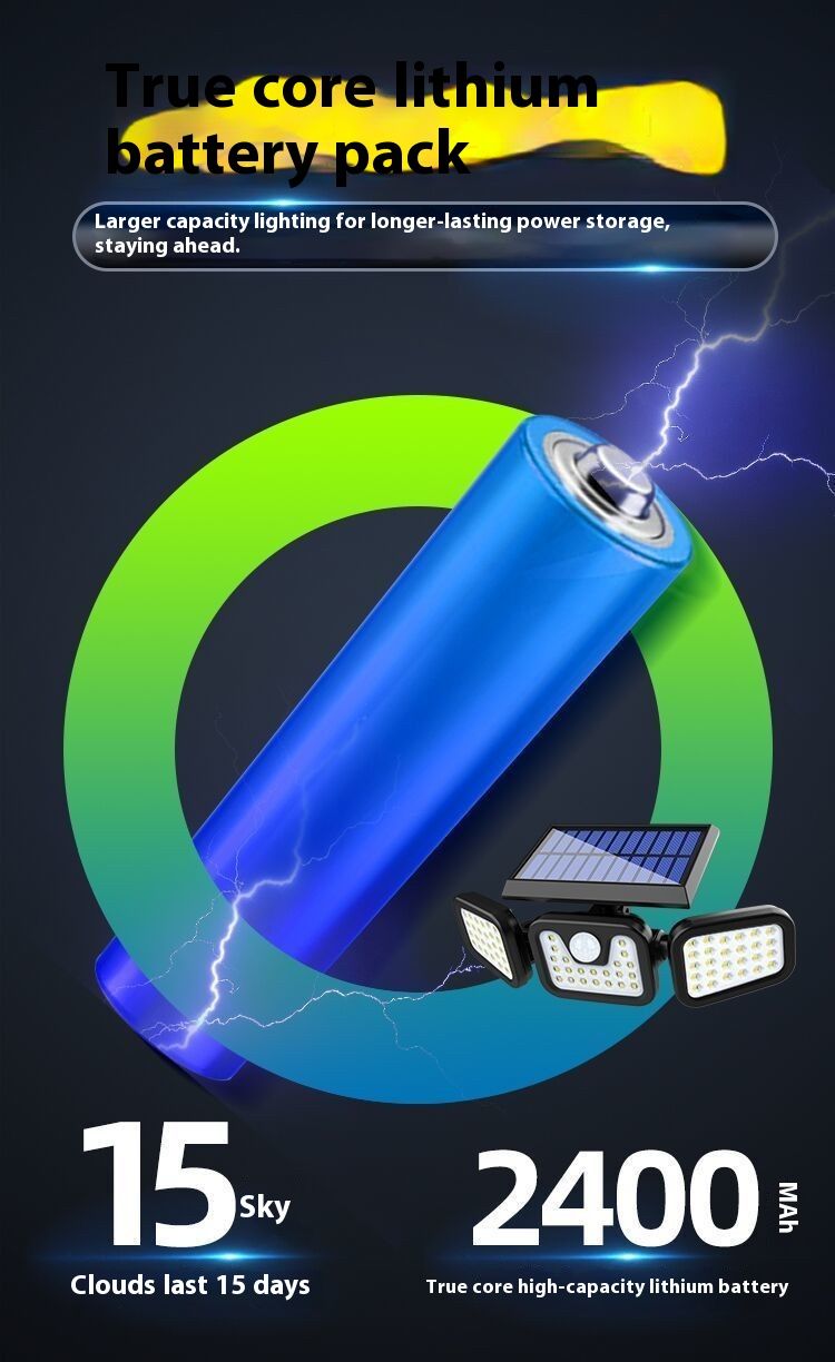 2026 New Solar light SMD3Head Outdoor Wall Lamp with 108 LED Beads Design Foldable 3-Sided Illumination with Intelligent Motion Sensor Extended Battery Life for Wide-Area Lighting Waterproof Resistant