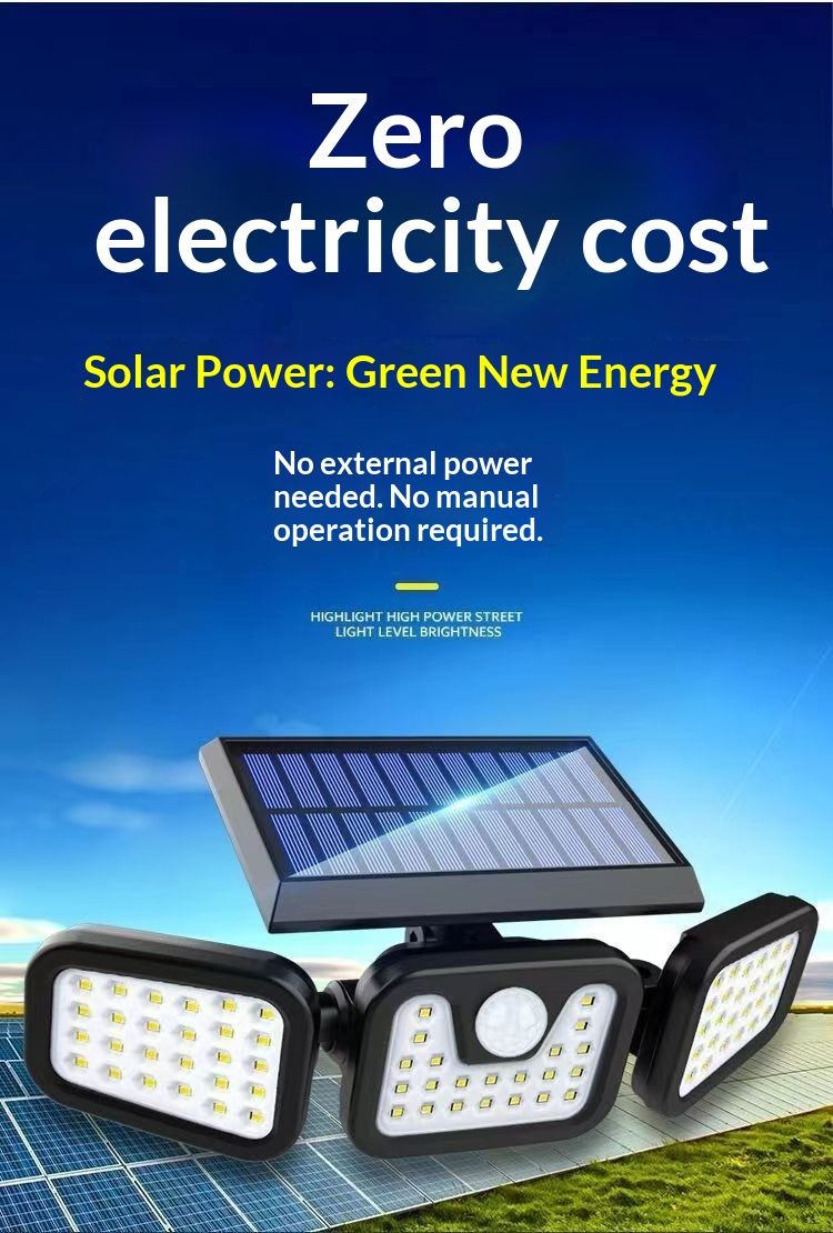 2026 New Solar light SMD3Head Outdoor Wall Lamp with 108 LED Beads Design Foldable 3-Sided Illumination with Intelligent Motion Sensor Extended Battery Life for Wide-Area Lighting Waterproof Resistant