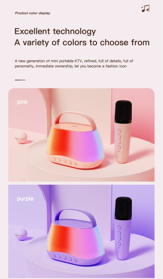 2026 New Wireless Bluetooth Portable Speaker
Home or Outdoor KTV, Magic Voice Effects, Dual Microphone Duet, RGB Lights
1-5 Days Fast Shipping