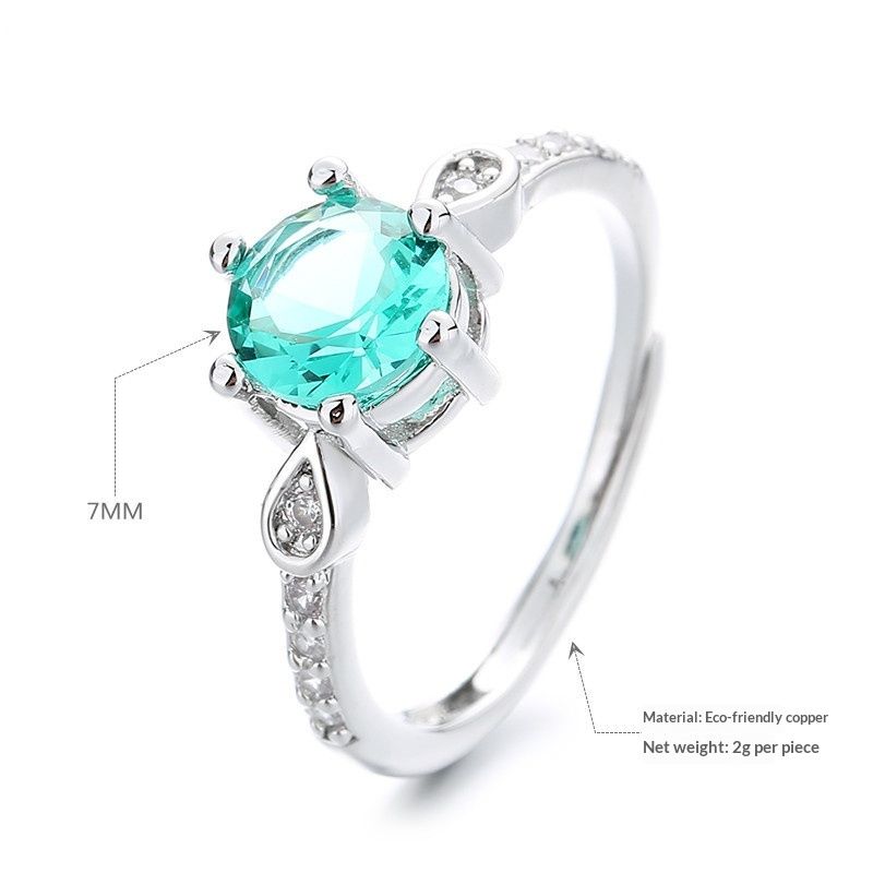 Hot-selling Lake Blue Teardrop Six-Prong Open Ring Women's Instagram-Worthy Trendy Fashion Niche Jewelry
