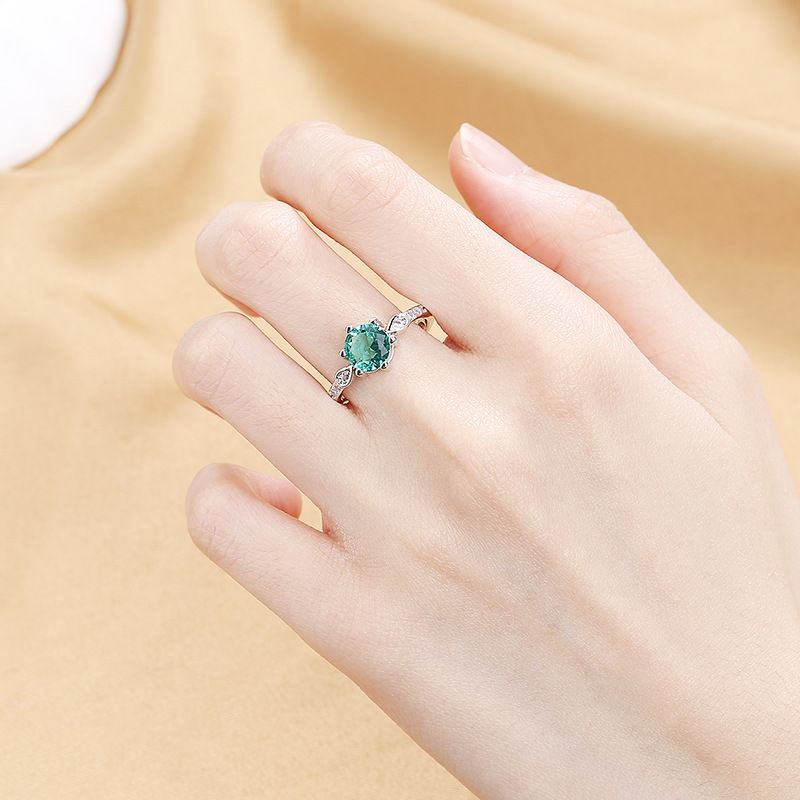 Hot-selling Lake Blue Teardrop Six-Prong Open Ring Women's Instagram-Worthy Trendy Fashion Niche Jewelry